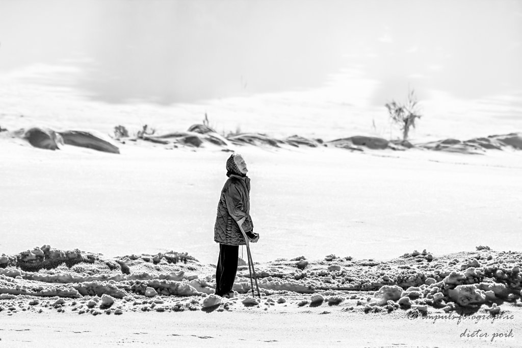 Old woman in snow 1